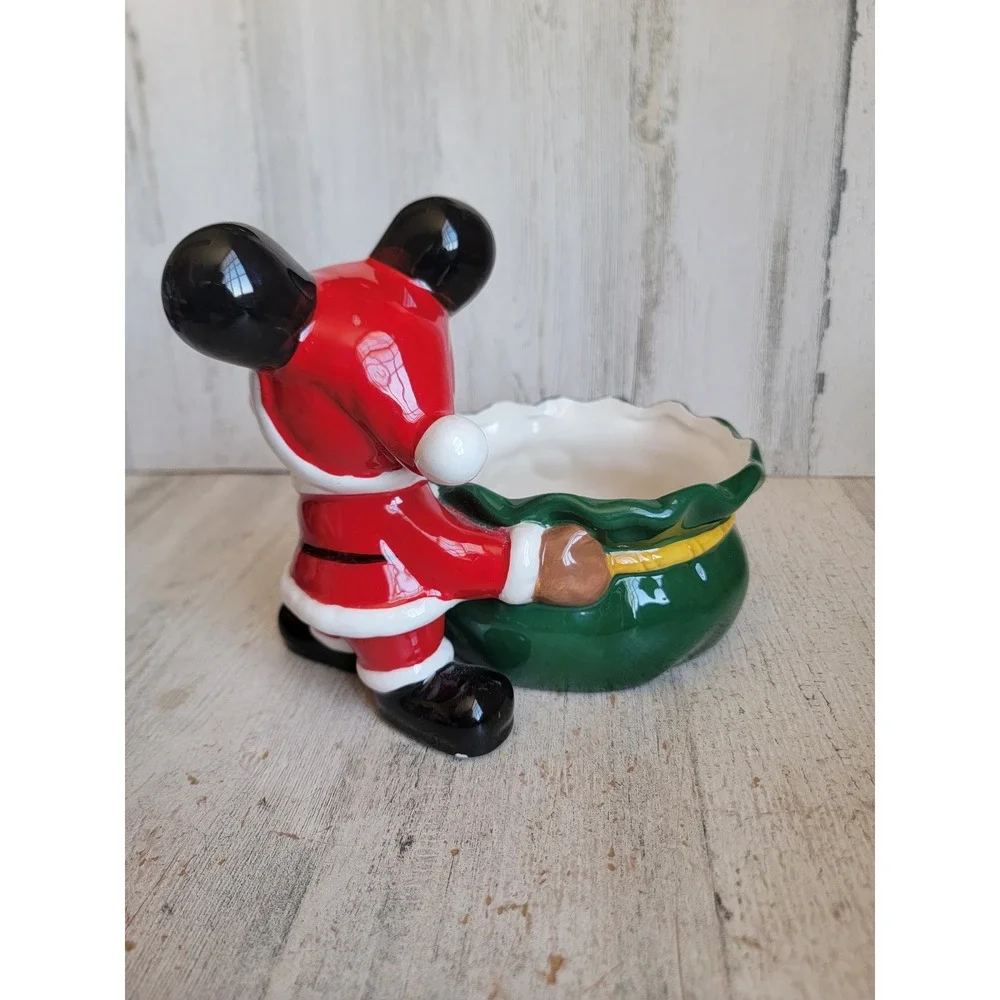 Disney Santa Claus gift bag candy dish Xmas ceramic home‎ decor present toy